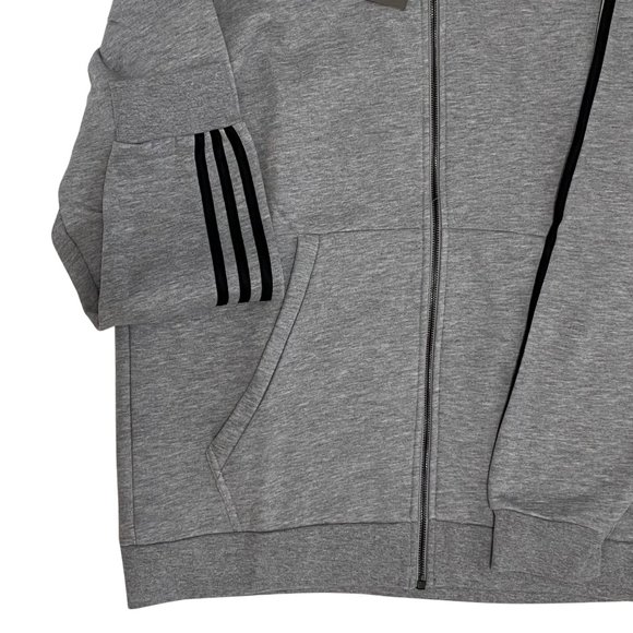 Adidas Big and Tall Hoodie - XLT Zip Up Hoodie for Men - 3 Stripes Grey Hoodie - Picture 8 of 9